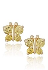 ravishing yellow gold diamond cubic zirconia November citrine birthstone baby earrings